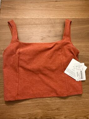 Beyond Yoga Square-Neck Crop Tank in Rust Orange